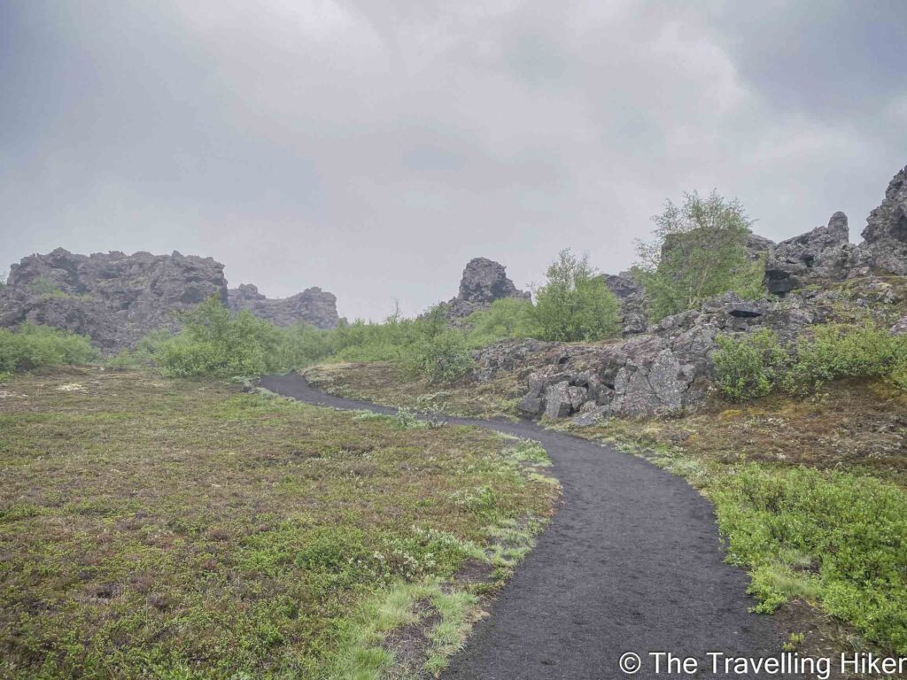 Hiking in Dimmuborgir Lava Fields