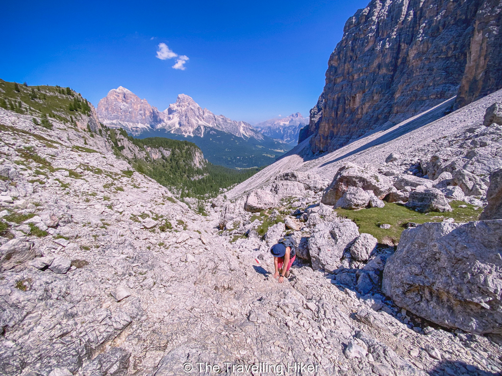 Croda da Lago hike: Rock Scrambling until Forcella di Formin